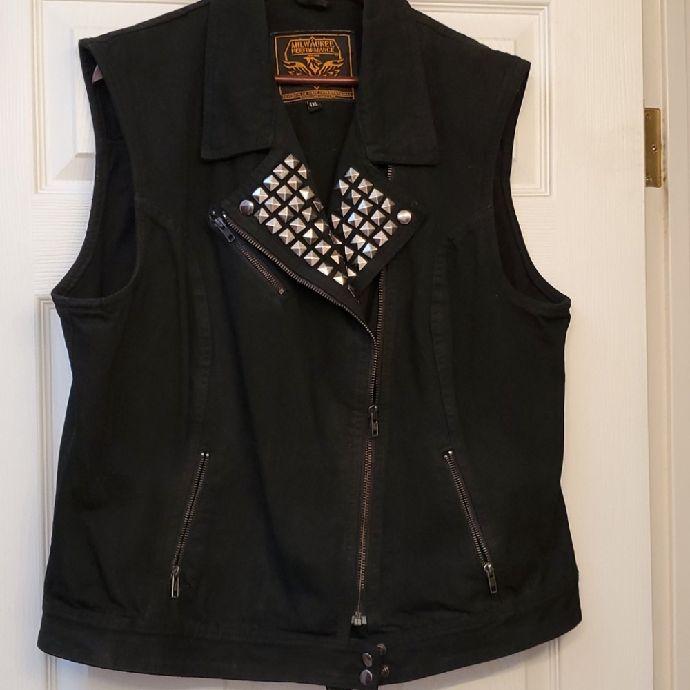 Denim moto vest, 4x